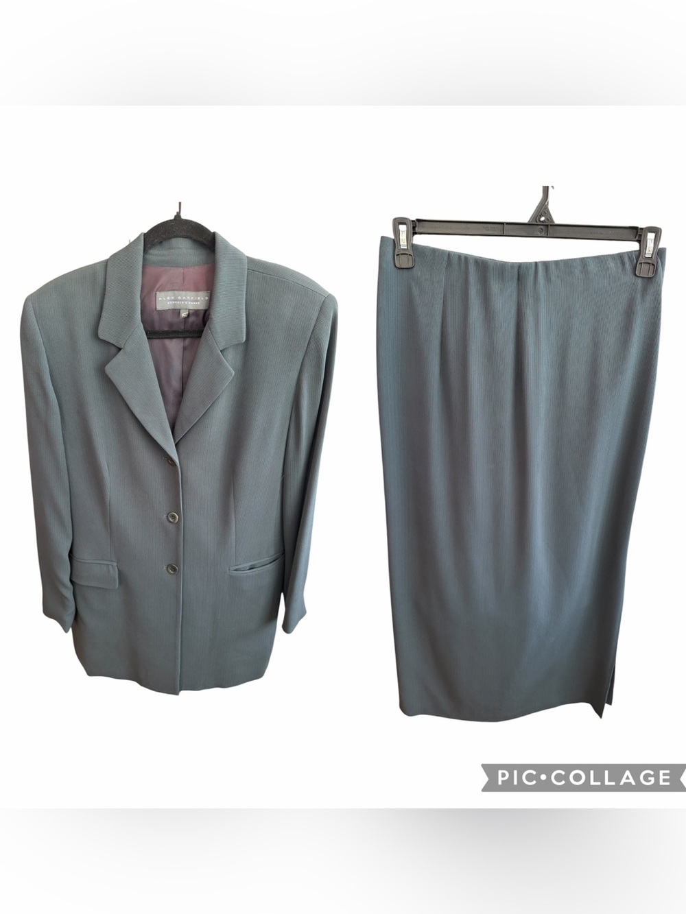 Alex Garfield Garfield & Marks Gray 2 Pc Office Career Skirt Suit Plus Size 14